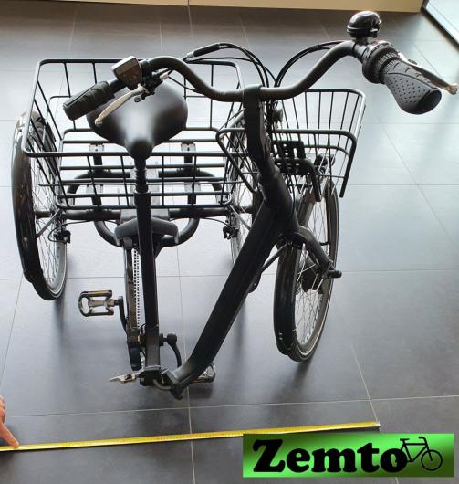 Elektro Dreirad Tri-Velo 6 Gang, Tiefeinstieg faltbar schwarz, mit Spiegel und Kettenschloss, Fahrfertig