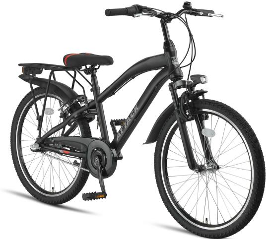 Preview: Jungen Fahrrad Attack 24 Zoll, 3 Gang, schwarz-rot