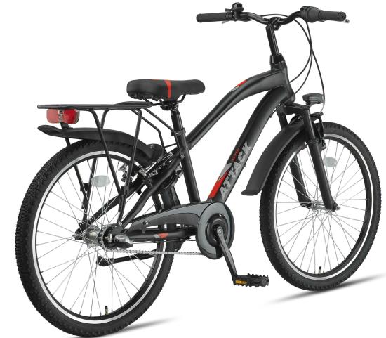 Preview: Jungen Fahrrad Attack 24 Zoll, 3 Gang, schwarz-rot