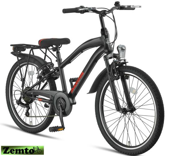 Preview: MTB Jungen Fahrrad Dakota-Plus, 24 Zoll, 7 Gang  schwarz-rot