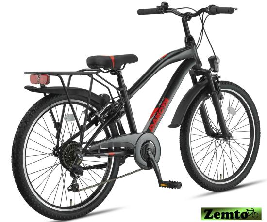 Preview: MTB Jungen Fahrrad Dakota-Plus, 24 Zoll, 7 Gang  schwarz-rot