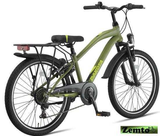 Preview: MTB Jungen Fahrrad Dakota-Plus, 24 Zoll, 7 Gang  Army Grün