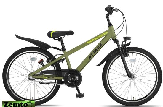 Jungen Fahrrad Attack 24 Zoll 3 Gang Army grün