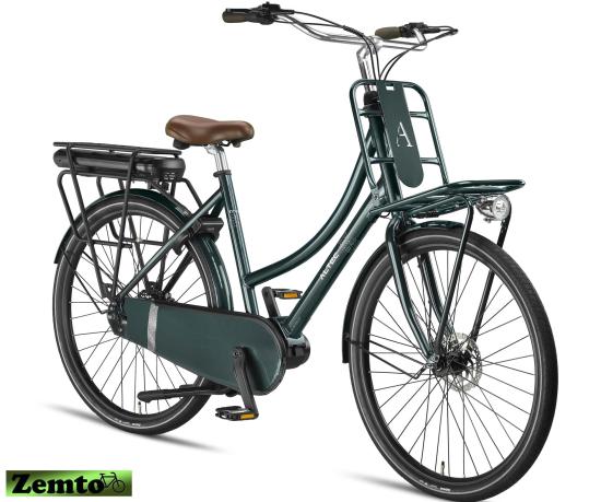 Preview: Damen Elektrofahrrad Troja, Hydr. Scheiben, 7 Gang, Bremsen, 53 cm, Dunkel-grün