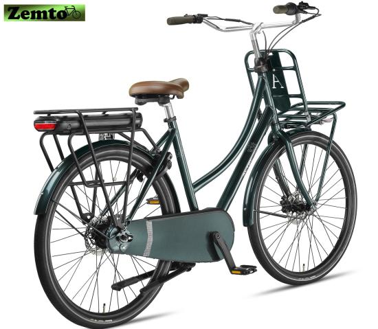 Preview: Damen Elektrofahrrad Troja, Hydr. Scheiben, 7 Gang, Bremsen, 53 cm, Dunkel-grün