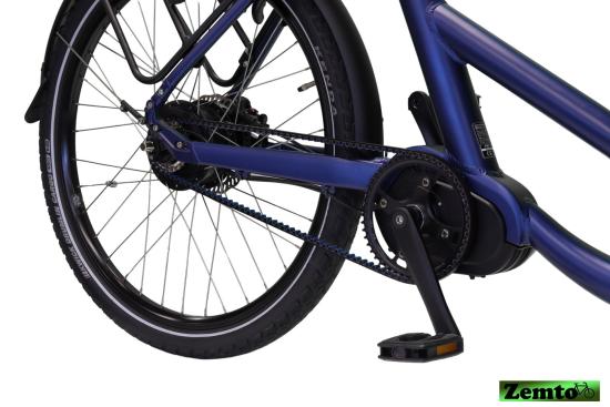 Elektro-Transportfahrrad Xcient mit Mittelmotor und Riemenantrieb blau
