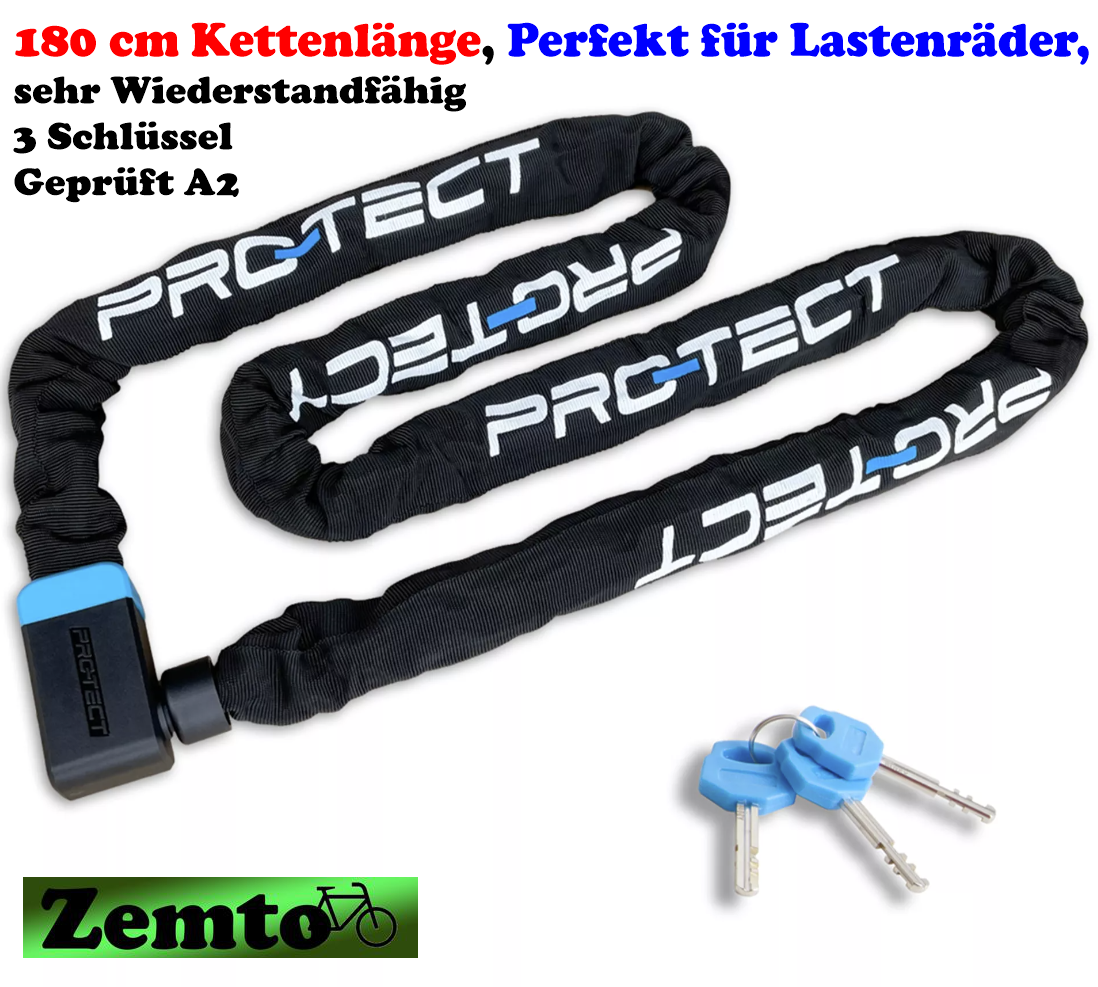 Alarm-Kettenschloss Safety Für Fahrräder - 16mm Stahl, 100cm, 90dB Alarm