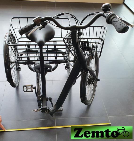 Elektro Dreirad Tri-Velo 6 Gang, Tiefeinstieg faltbar schwarz, mit Spiegel und Kettenschloss, Fahrfertig