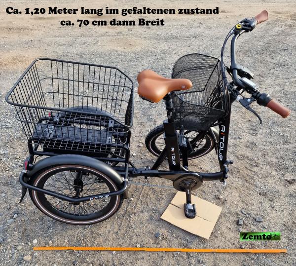 ANGEBOT: Elektro Dreirad Trike 3 Gang, Tiefeinstieg , Faltbar 20 Zoll schwarz