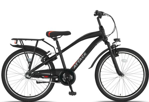 Jungen Fahrrad Attack 24 Zoll, 3 Gang, schwarz-rot
