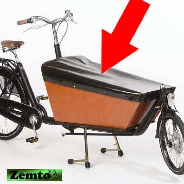 Langes Abdeckung der Holzkiste für ein zweirädriges Lastenrad schwarz