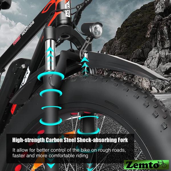 Elektrofahrrad Fatbike Pionver Z-P50,  26 Zoll, 250W Motor, 7 Gang,  Hyd. Bremsen, schwarz